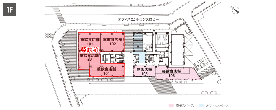 Dタワー富山の商業施設エリア区画