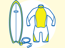 サーフィン用品のイラスト