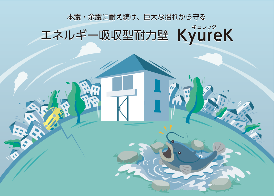 本震・余震に耐え続け、巨大な揺れから守るエネルギー吸収型耐力壁 KyureK（キュレック）